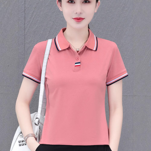 翻領夏裝短袖t恤女白色POLO衫夏季大碼女裝遮肚光板打底