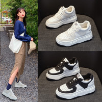 厚底小白鞋女鞋2025秋季新款百搭運動休閒鞋增高系帶輕便學生板鞋