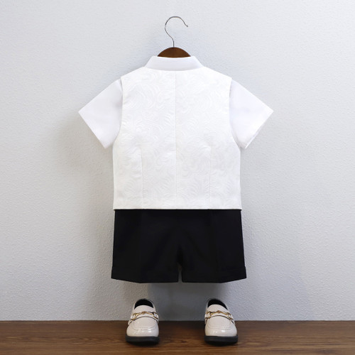 兒童馬甲短袖禮服套裝夏季花童周嵗小西裝男童主持鋼琴走秀演出服