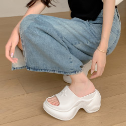 厚底拖鞋女士歐美ins潮EVA軟底網紅同款高跟一字型涼拖鞋