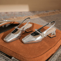 5887經典款舒適不累腳粗跟方頭瑪麗珍前包後空單鞋2025年新款女鞋