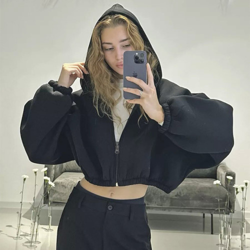 2024歐美女裝春秋新款休閒上衣連帽衫長袖運動衫衛衣女