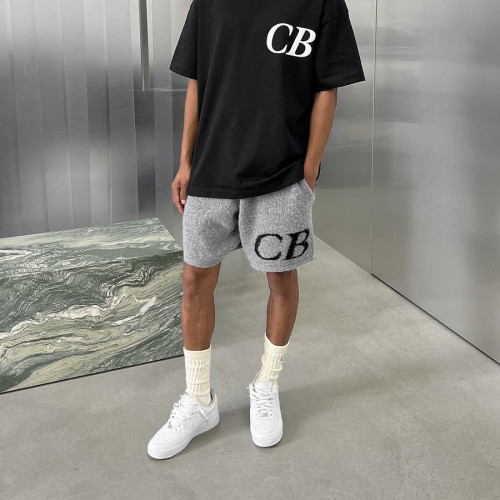 Cole Buxton CB極簡字母提花毛線抽繩短褲男寬松休閒針織褲潮