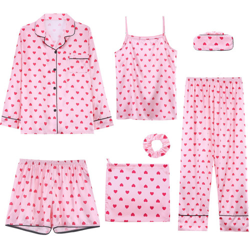 七件套睡衣女士春秋款長袖高級感韓系外穿家居服套裝夏季