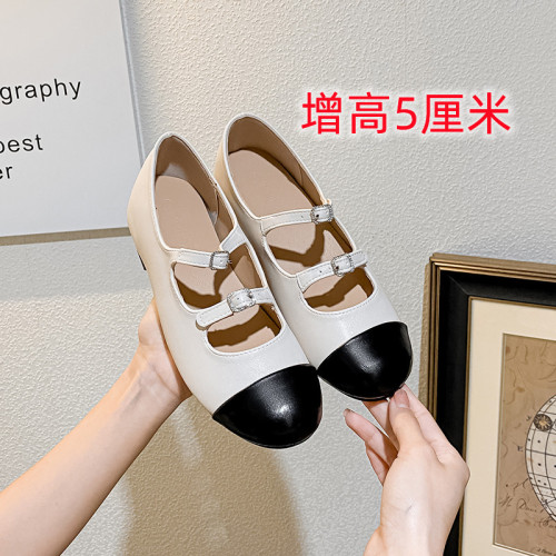 內增高小碼323334圓頭復古法式平底淺口百搭瑪麗珍女單鞋