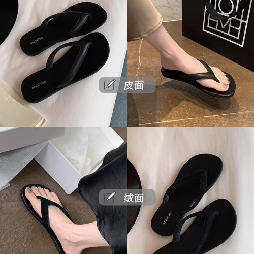 新款極簡夾趾沙灘度假時髦撞色休閒百搭人字拖鞋女外穿夏