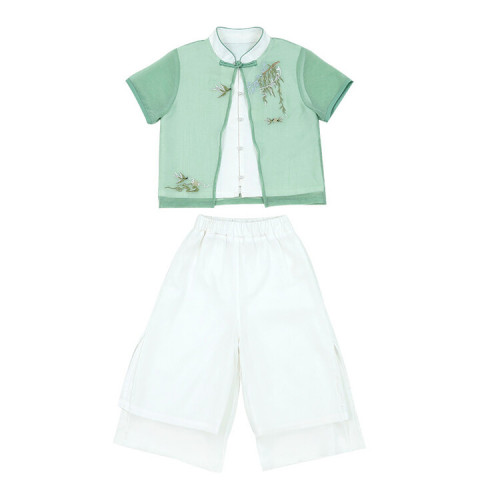 男童漢服套裝夏款風表演服女童古裝兒童幼兒園六一演出服唐裝