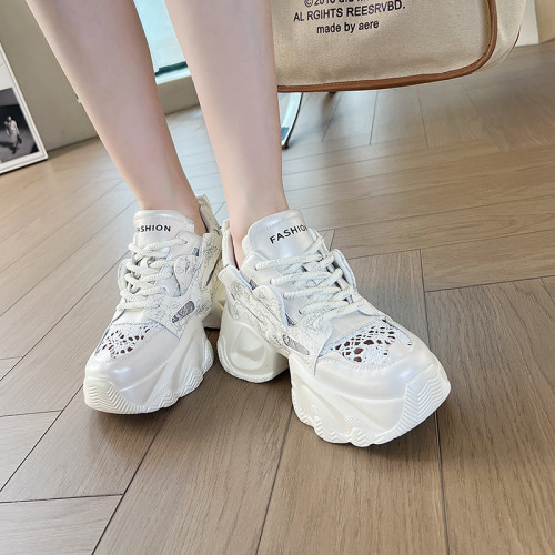 6616-6網面內增高老爹鞋女2025春夏新款百搭韓版厚底老爹鞋學生