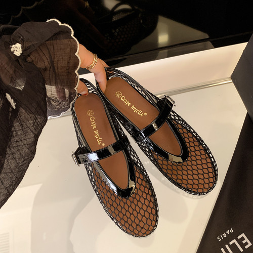 葡萄媽新款鑽夢銀河~水鑽網面平底瑪麗珍單鞋女芭蕾鞋晚宴鞋