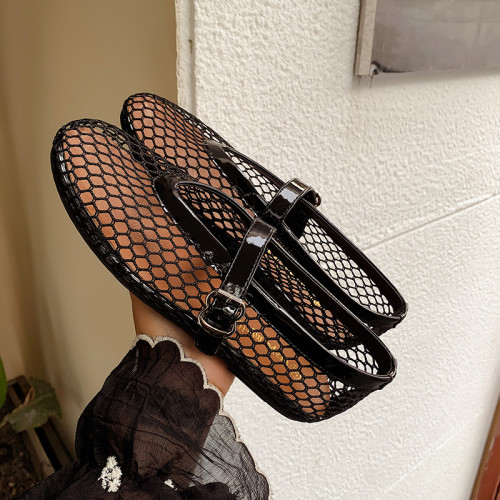 葡萄媽新款鑽夢銀河~水鑽網面平底瑪麗珍單鞋女芭蕾鞋晚宴鞋