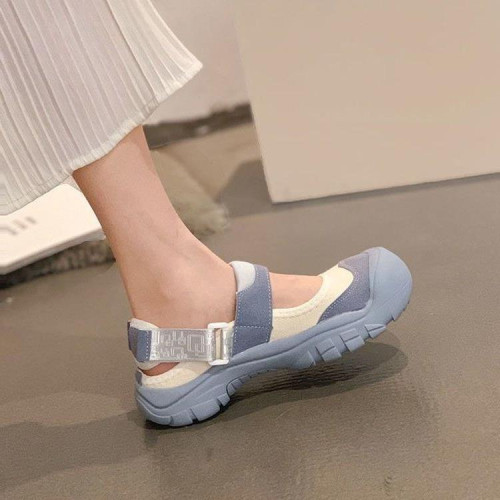魔術貼醜萌涼鞋女2025夏季新款韓版厚底休閒軟底淺口運動帆布鞋
