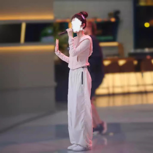 浪姐5苗苗同款白色休閒工裝褲女夏薄款速乾戶外束腳運動褲防曬褲