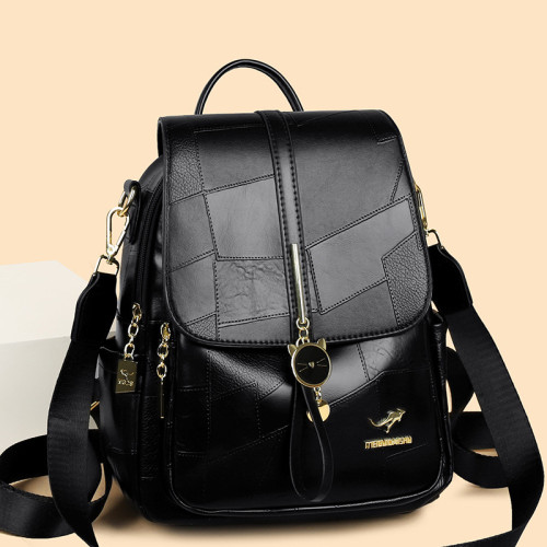 高檔軟皮雙肩包女2025新款百搭旅遊包輕便後背包多功能單肩休閒後背包