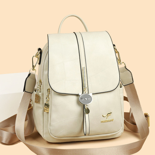 高檔軟皮雙肩包女2025新款百搭旅遊包輕便後背包多功能單肩休閒後背包