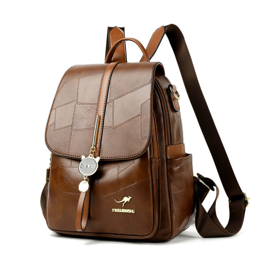 高檔軟皮雙肩包女2025新款百搭旅遊包輕便後背包多功能單肩休閒後背包