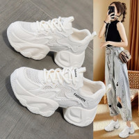 厚底老爹鞋女鞋子2025新款夏季百搭爆款網面透氣休閒運動小白鞋女