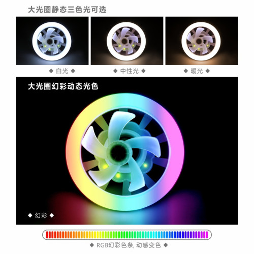 新款E27螺口幻彩跑馬風扇燈智能搖頭LED餐廳廚房360度旋轉吊扇燈