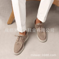 獨立站新款歐美英倫前系帶男士大碼休閒單鞋樂福鞋