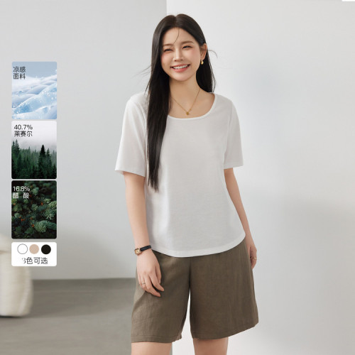 纖莉秀大碼女裝復古文藝松寬松透氣慵懶風四件套裝胖mm2024夏新款