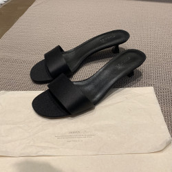 葡萄媽studiolee 極簡風氣質真絲一字帶高跟鞋小貓跟涼拖鞋女夏款