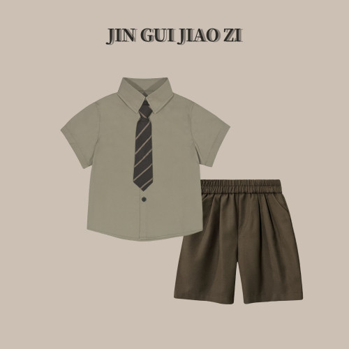 2024春夏新款男童西裝襯衫套裝韓版時尚寬松兒童小西服婚禮演講服