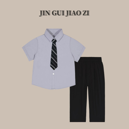 2024春夏新款男童西裝襯衫套裝韓版時尚寬松兒童小西服婚禮演講服