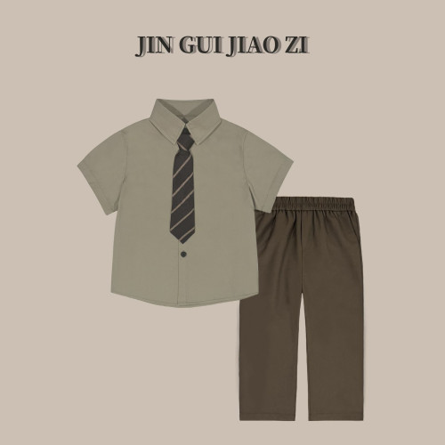 2024春夏新款男童西裝襯衫套裝韓版時尚寬松兒童小西服婚禮演講服
