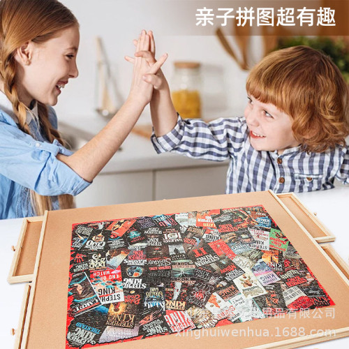 旋轉拼圖桌益智減壓拼圖玩具拼圖板親子互動遊戯桌