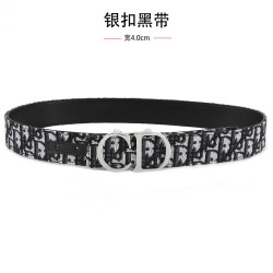 跨境男士皮帶3.8cm時尚平紋荔枝紋簡約布帶皮帶字母cd釦頭腰帶