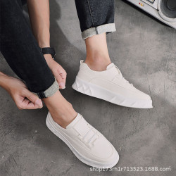 2024新款夏季小白鞋韓版潮流厚底百搭白色板鞋一腳蹬低幫休閒鞋男