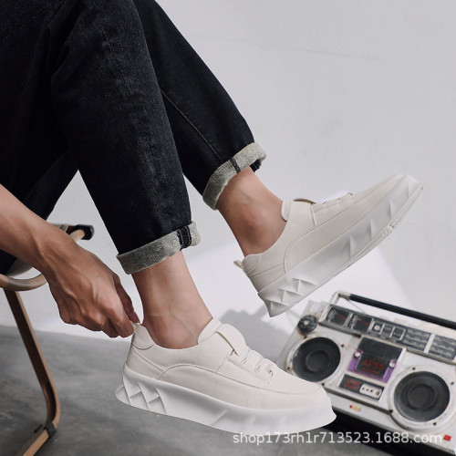 2024新款夏季小白鞋韓版潮流厚底百搭白色板鞋一腳蹬低幫休閒鞋男