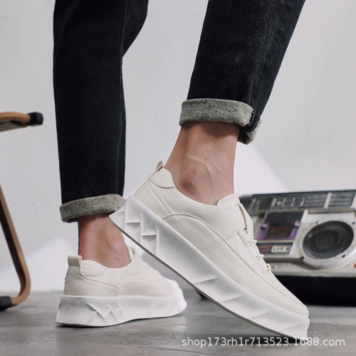 2024新款夏季小白鞋韓版潮流厚底百搭白色板鞋一腳蹬低幫休閒鞋男