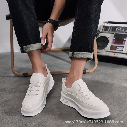 2024新款夏季小白鞋韓版潮流厚底百搭白色板鞋一腳蹬低幫休閒鞋男