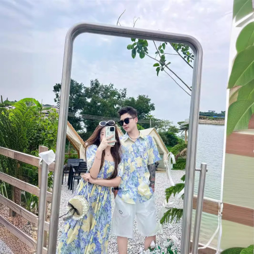 法式母女裝連衣裙2025夏季新款一家三口親子裝度假風夏裝碎花裙