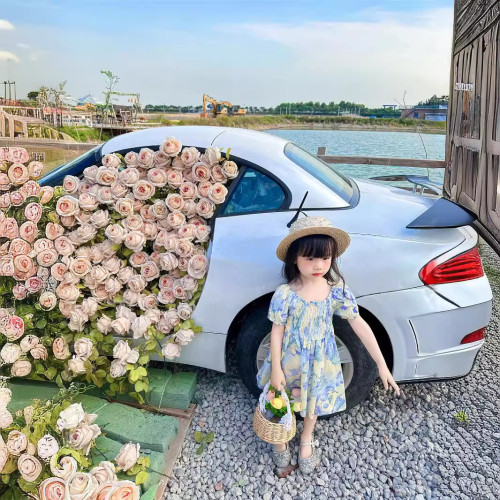 法式母女裝連衣裙2025夏季新款一家三口親子裝度假風夏裝碎花裙