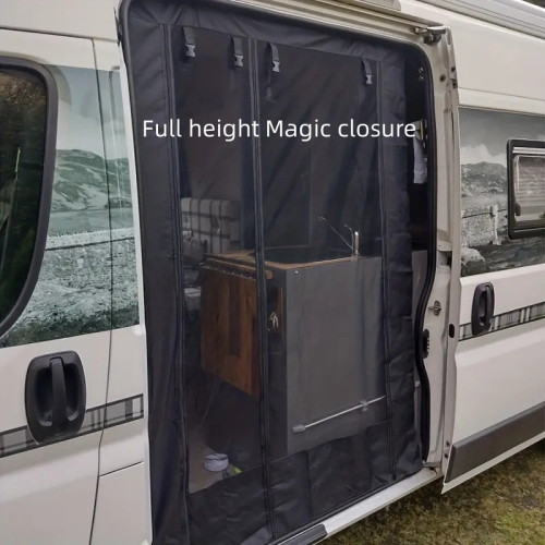 房車門簾透氣防蚊蟲門簾帶拉鍊特斯林網房車卷門簾磁吸