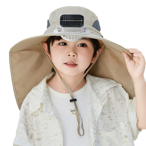 兒童可充電太陽能風扇帽子大披肩防曬遮陽帽子男孩夏季戶外涼帽女