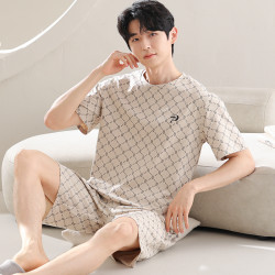 莫代爾睡衣男款夏天短袖大碼2024年新款冰絲家居服套裝夏季可外穿
