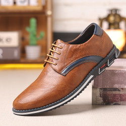 2025新款大碼男鞋 時尚輕便休閒皮鞋 系帶四季百塔男單鞋