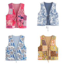 2024秋冬新品歐美女裝街頭時尚雙面穿棉服馬甲背心w089 3112