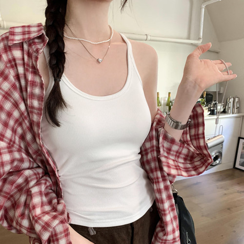 辣妹美式氣質復古帶胸墊小吊帶背心女夏2024新款外穿無袖內搭上衣