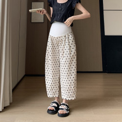 純棉春夏秋孕婦波點氣球褲孕婦大碼胖托腹寬松顯瘦濶腿休閒九分褲