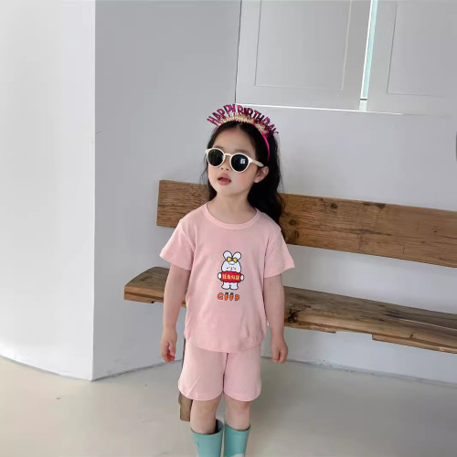 兒童睡衣夏季薄款2024新款男女童卡通家居服中小童短袖短褲兩件套