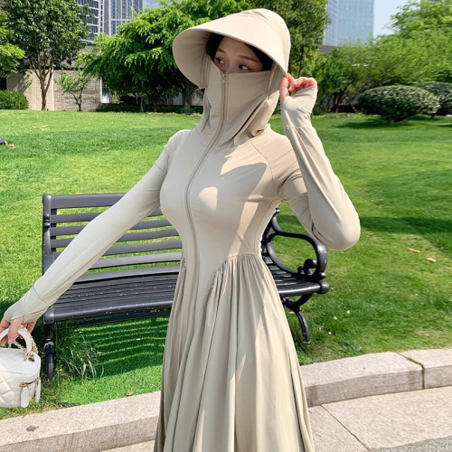 長款防曬衣女2024夏季新款連衣裙防紫外線全身防曬服冰絲長裙罩衫