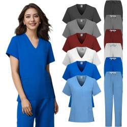 外科手術製服女磨砂套裝醫療護士美容院工作服臨床短袖洗手衣