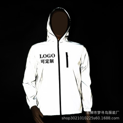 戶外潮牌反光工作休閒夾克連帽寬松男士防風衣沖鋒衣Logo