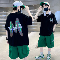 男童夏季痞帥短袖套裝2025新款兒童夏裝潮款童裝中大童短袖兩件套
