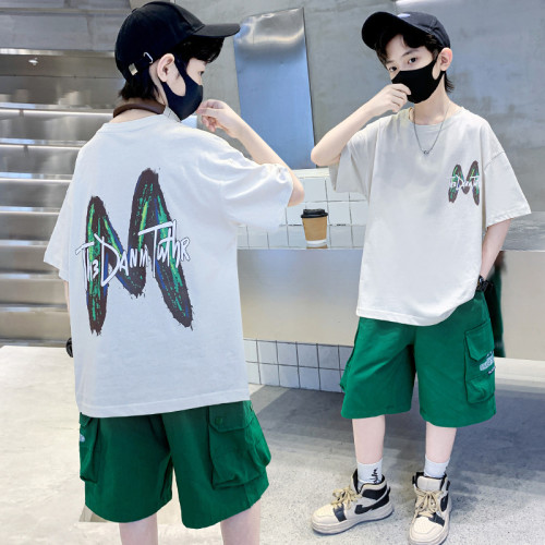 男童夏季痞帥短袖套裝2025新款兒童夏裝潮款童裝中大童短袖兩件套