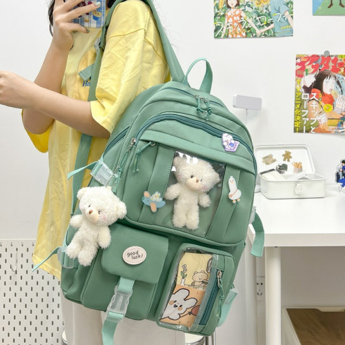 ins風大容量高中學生書包女韓版原宿ulzzang卡通雙肩包小學生後背包