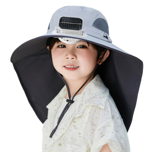 兒童遮陽帽夏季男孩防紫外線風扇帽女童防曬太陽帽戶外旅行沙灘帽